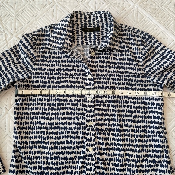 Banana Republic Dillon Shirt Button-Up White Blue Dots Size Small - Picture 3 of 8